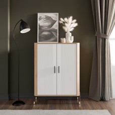 Kumode ar durvīm DANTE DT11, Ozols cremona/Balts matēts/Zelts